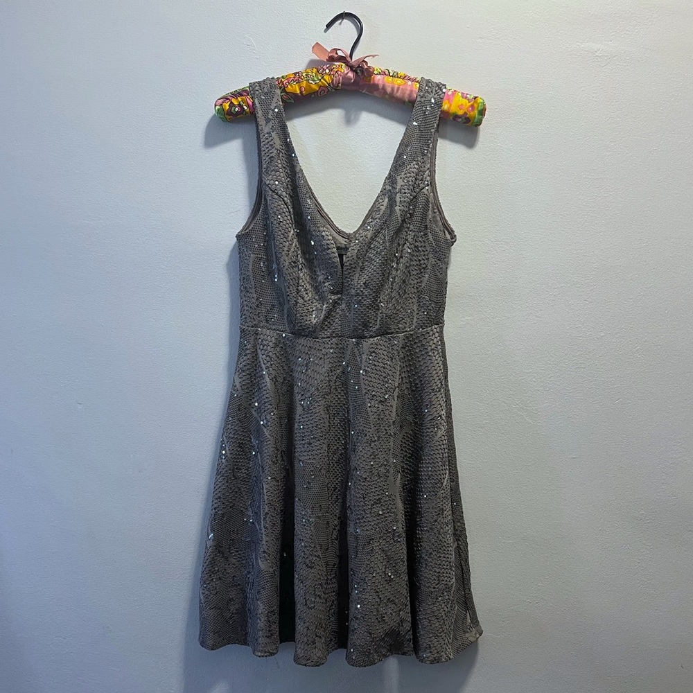 Grey sequined sleeveless dress